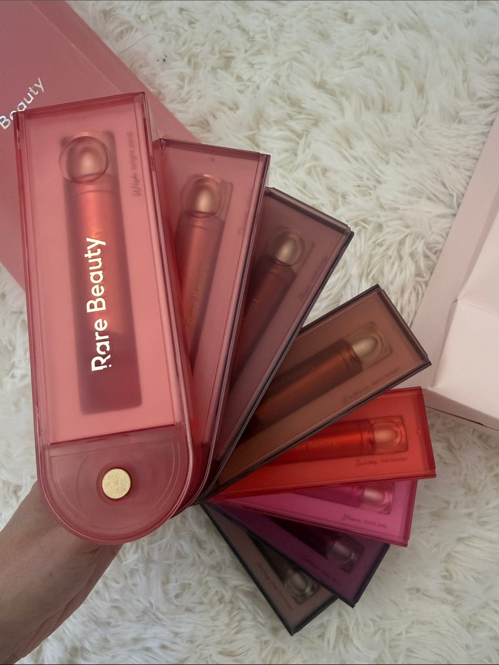Rare Beauty Lip Set with Light Pink Bag and Magenta Handles - Picture 2 of 6